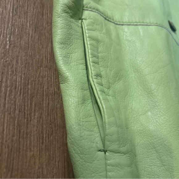 Vera Pelle Green and Yellow Bomber Jacket Lightweight Casual Vintage - Picture 6 of 8